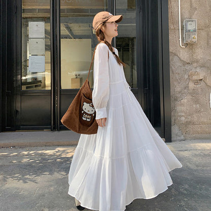 【ワンピース】フレンチ風  秋新作 優雅な気質 ミディ丈 スリム見え 長袖ワンピース【JZシリーズ】