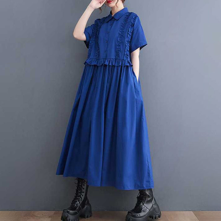 【ワンピース】夏 大人可愛い ゆったり 半袖ワンピース｜ウエスト切り替え＆ミディ丈で体型カバー【ANシリーズ】