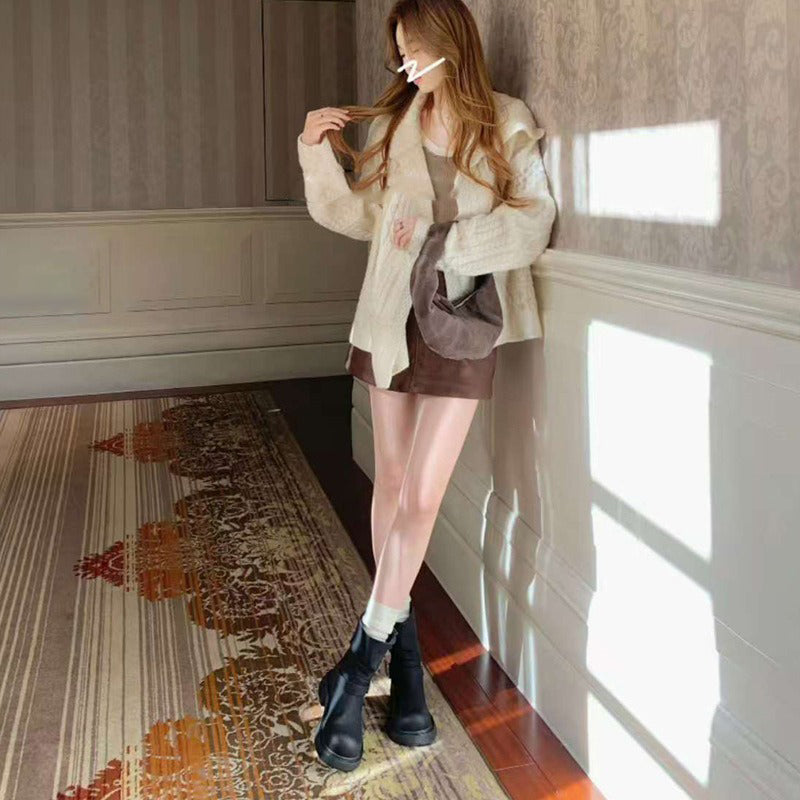 【シューズ】2丈タイプ レトロ丸トゥ 太ヒール ベルト ミドルライダーブーツ