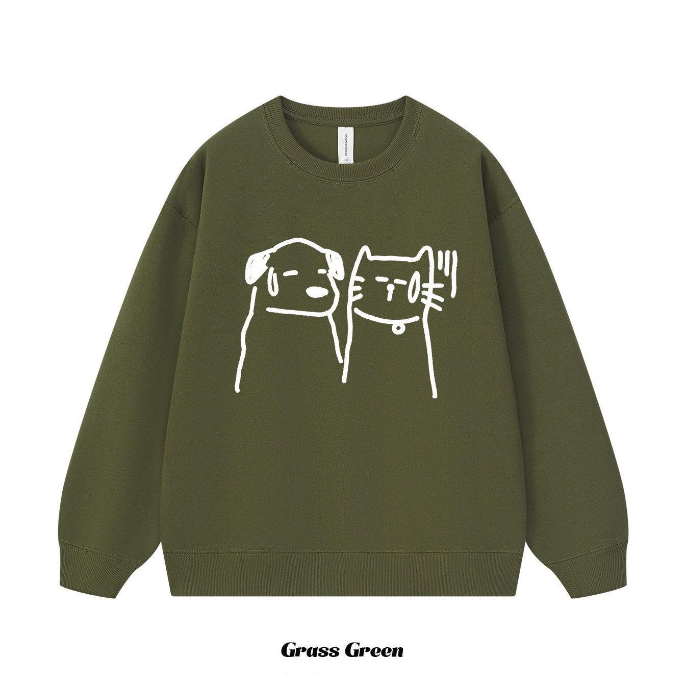 8カラー | S~3XL【トップス】ヒップホップ風 猫狗プリント 手描き クルーネック スウェット 厚手 ルーズ ユニセックス パーカー【FCシリーズ】