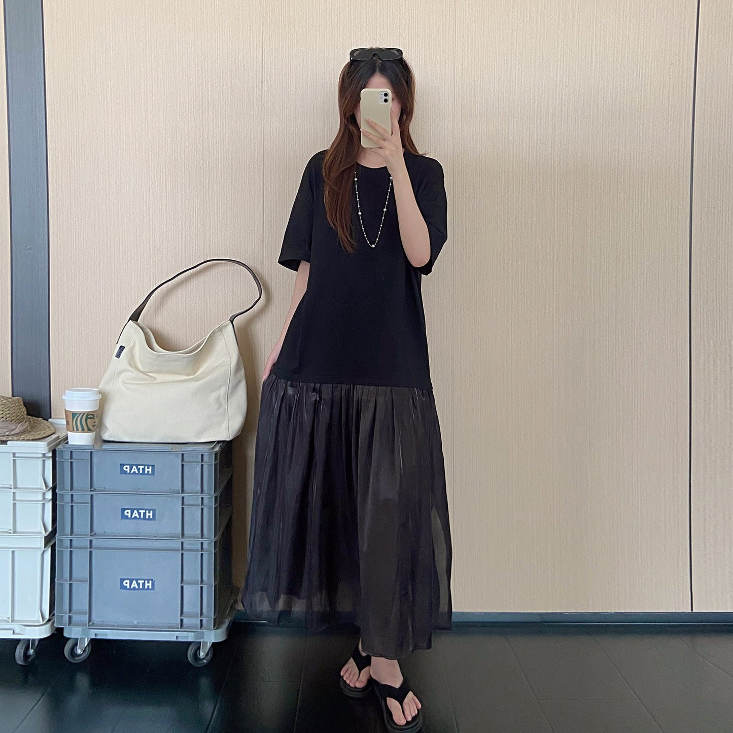 【ワンピース】大きいサイズワンピース レディース 夏 半袖 ブラックワンピース ゆったりシルエット 着痩せ 体型カバー【JZシリーズ】