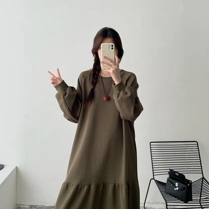 【ワンピース】無地 着痩せ マーメイドシルエット 長袖 ワンピース 【JZシリーズ】