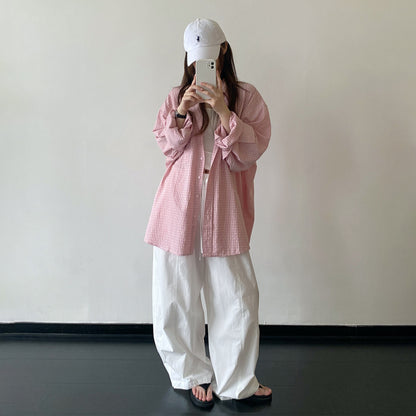【トップス】チェックシャツ レディース 夏 ビッグサイズ ルーズシルエット UVカット 長袖 カジュアル トップス 通勤 ゆったり 人気【FCシリーズ】