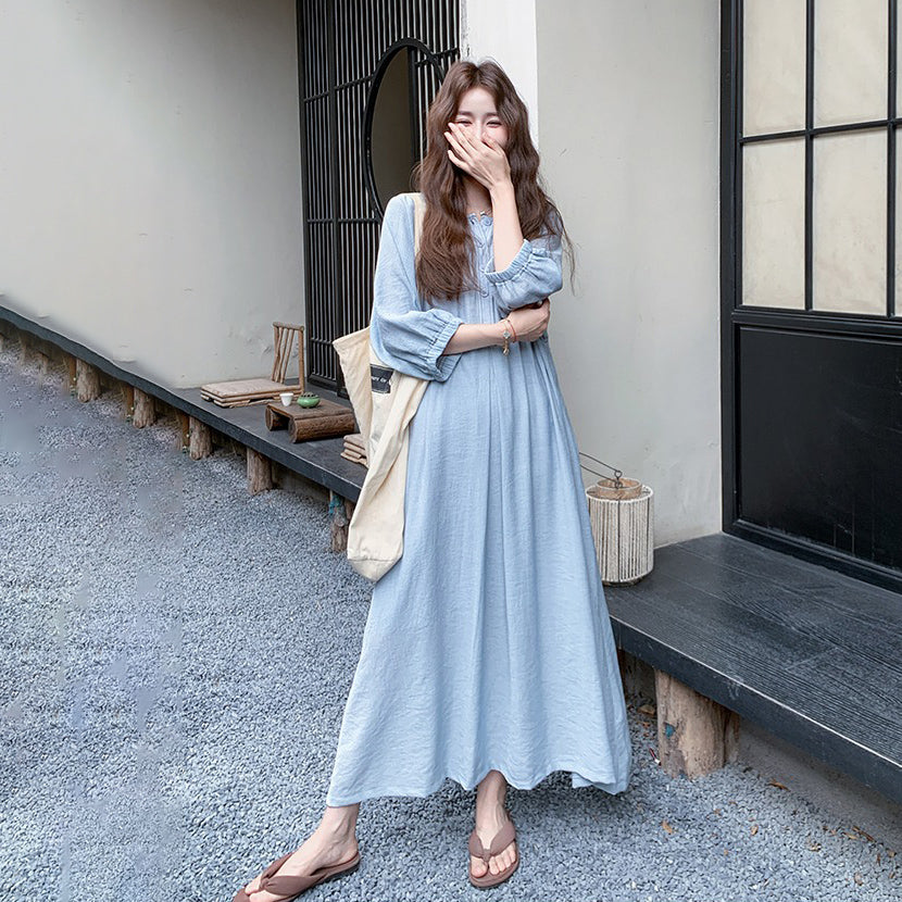 【ワンピース】優しいエレガンス デザイン感 ベルト 日焼け防止 長袖ワンピース【JZシリーズ】