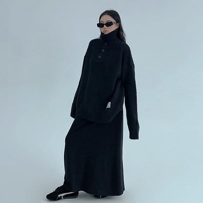 【トップス】春秋冬 ゆるレトロ 厚手 タートルネック ニットプルオーバー レディース【FCシリーズ】