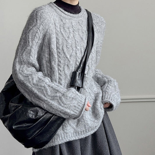 【トップス】冬新作 ふんわり 粗糸 厚手 ニット 秋冬 レディース セーター【JZシリーズ】