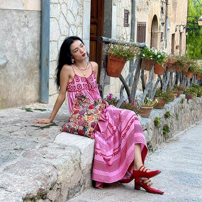 ワンピース】旅行コーデ レディース 夏 民族風 刺繍入り ビーチ