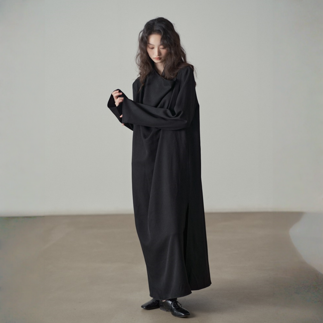 【ワンピース】春 秋 ドレープネック 無地 ワンピース 【JZシリーズ】