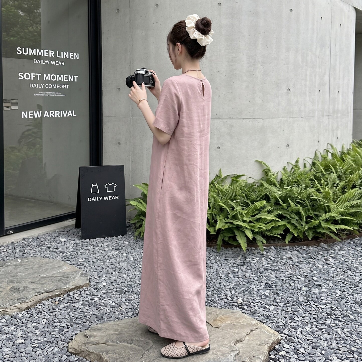【ワンピース】ロングTシャツワンピース レディース 夏新作 半袖 無地 体型カバー リラックスシルエット ミモレ丈【JZシリーズ】