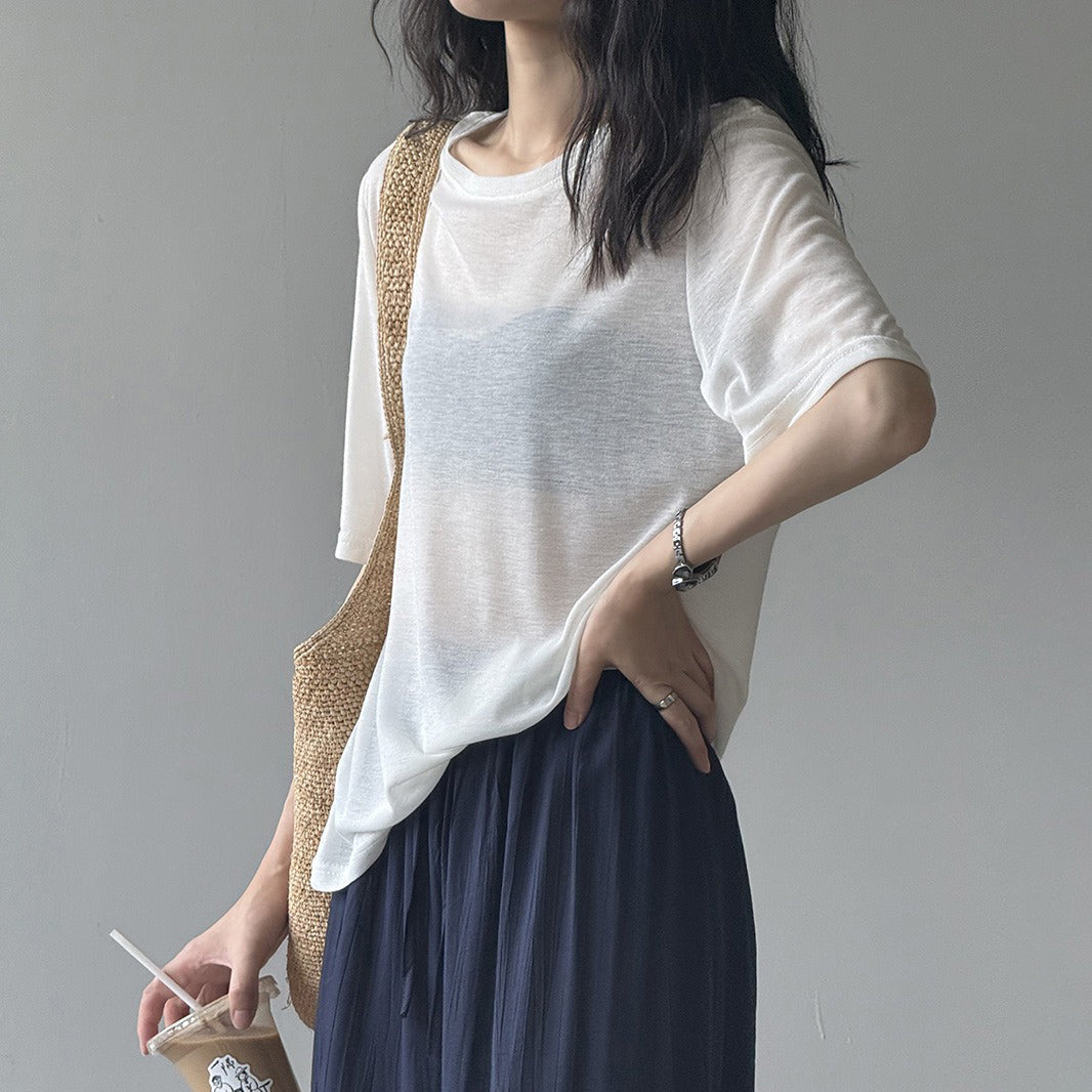 7color【トップス】韓国風カジュアル 夏の新作 シンプルなゆったりとしたクルーネック半袖Tシャツ【JZシリーズ】