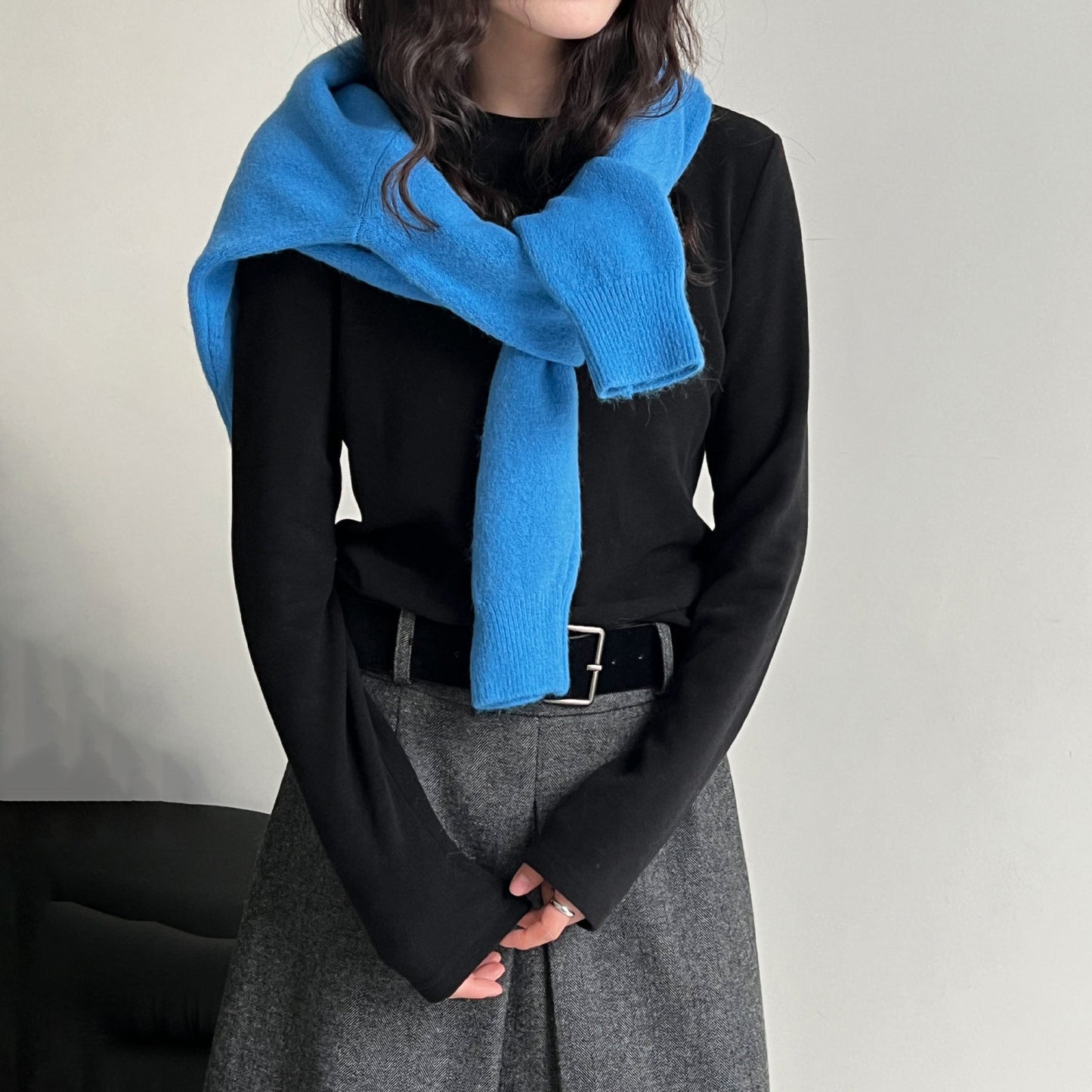 【トップス】綿ニット 丸首 インナーＴシャツ レディース 秋冬 タイトフィット【JZシリーズ】