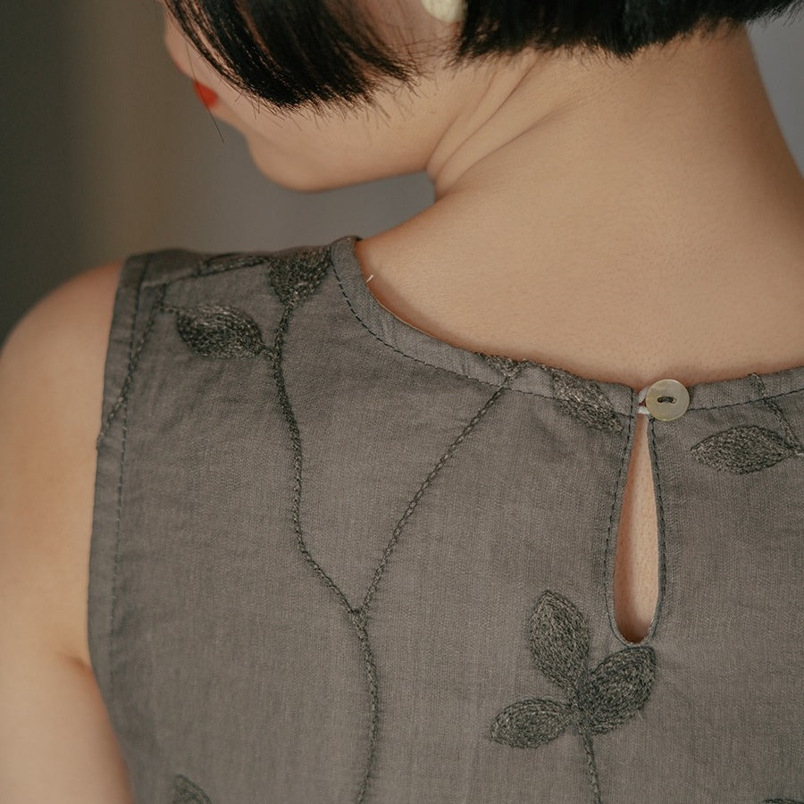 【ワンピース】夏 和風刺繍 ノースリーブワンピース 【SHシリーズ】