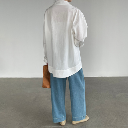 【トップス】レディース シャツ フリルデザイン 長袖 ゆったり 体型カバー 上品 高級感 カジュアル 春秋 ブラウス【JZシリーズ】