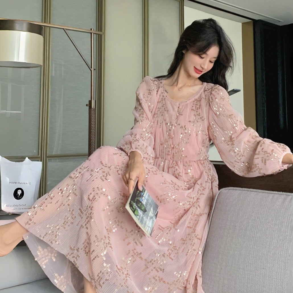 【ワンピース】オードリー風 上品 高品質 合わせやすい 人気 長袖ワンピース【JZシリーズ】