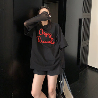 【トップス】Tシャツ レディース レイヤード風 メッシュ切替 長袖 クルーネック シアー素材 モード カジュアル【FCシリーズ】