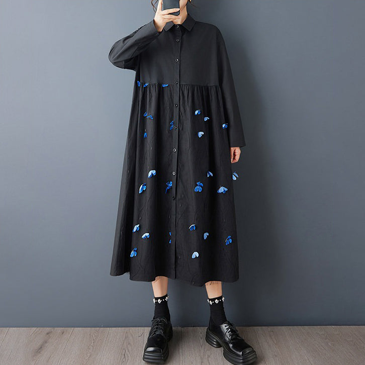 期間限定⭐️60%OFF【ワンピース】春秋新作 ワイドシルエット 大きいサイズ 花柄プリント チュール切り替え シャツワンピース 長袖 ロング丈 甘めナチュラル【AHシリーズ】