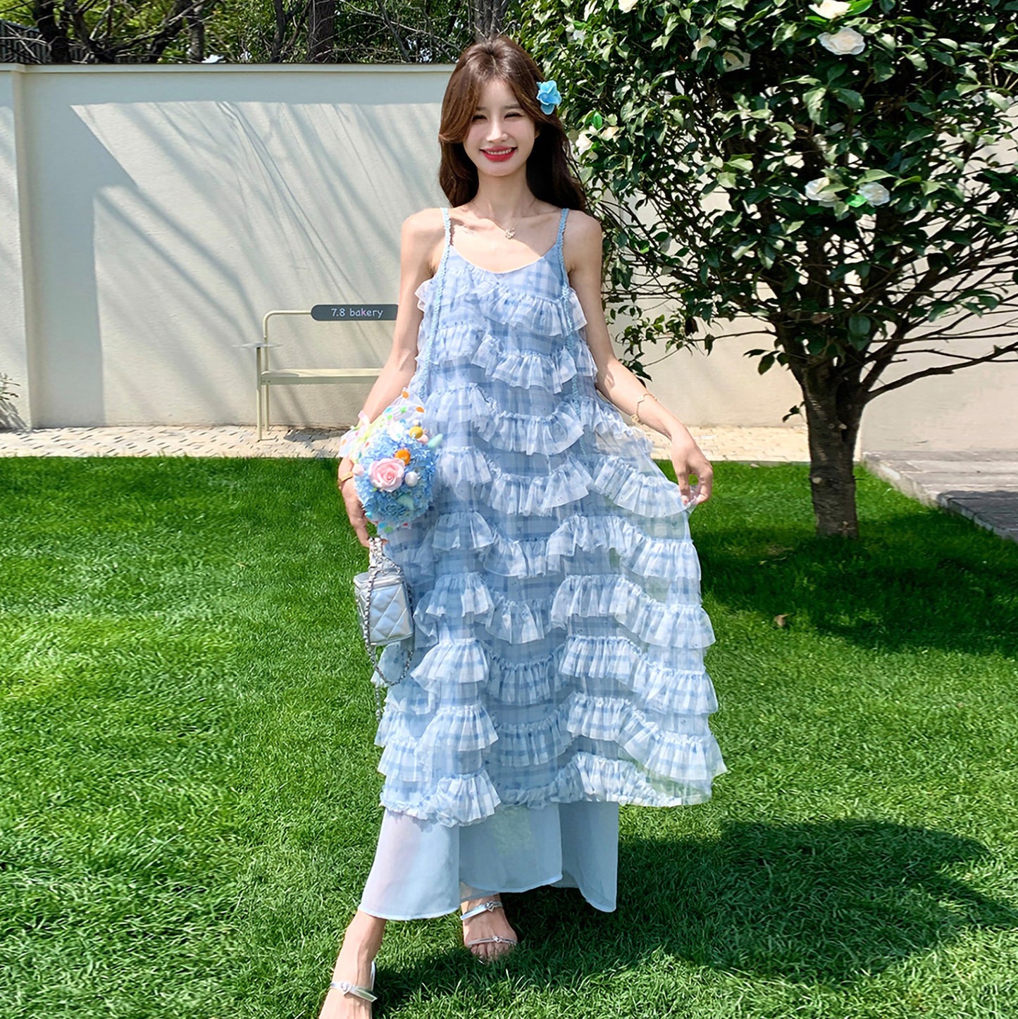 【ワンピース】カラフルチュール切替シフォンキャミワンピース レディース 夏新作 リゾート ティアード ロング丈 体型カバー おしゃれ【SHシリーズ】