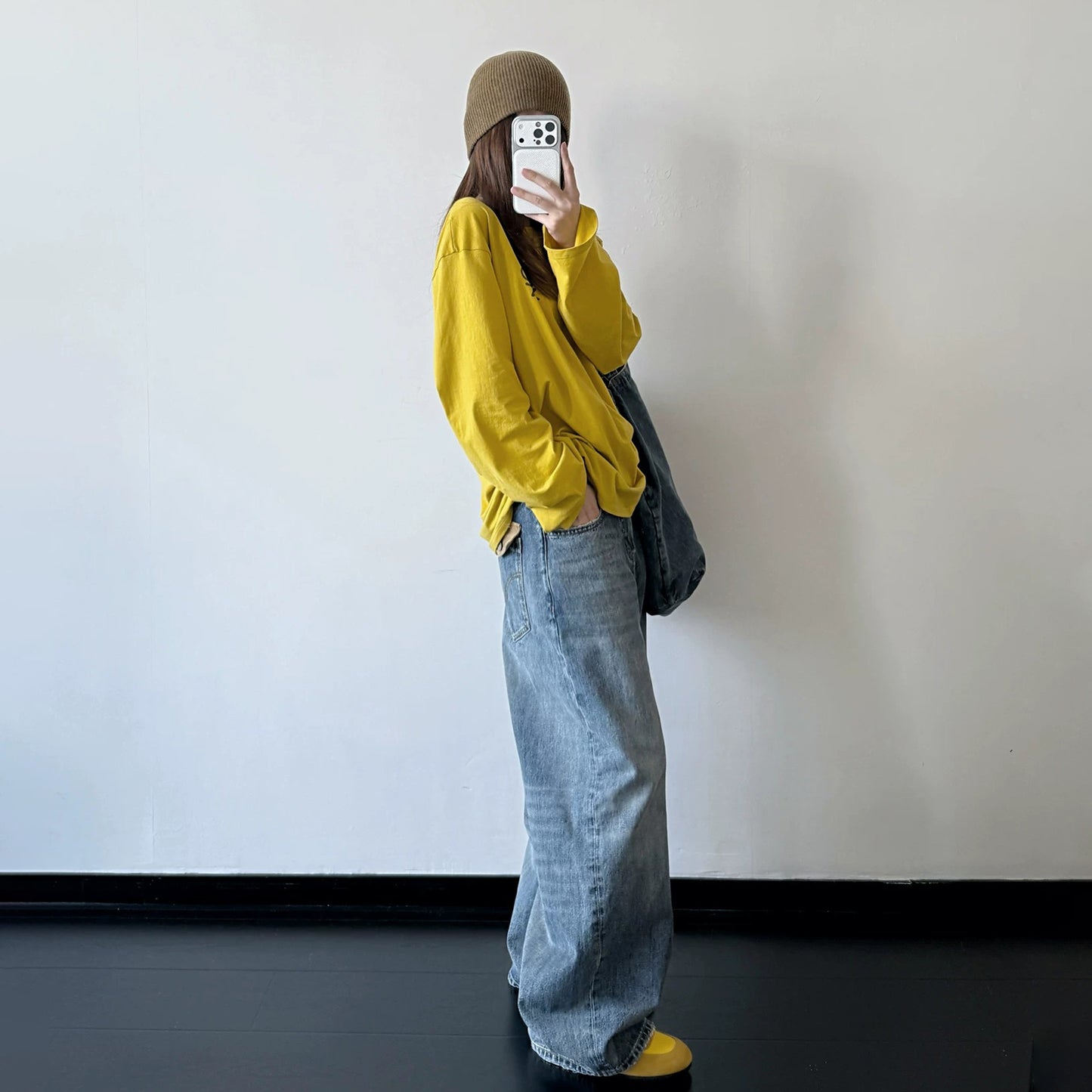 【ボトムス】ヴィンテージウォッシュデニム レディース バックウエスト調整 ワイドパンツ カジュアルジーンズ【FCシリーズ】