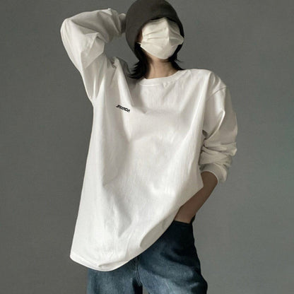 【トップス】インナー レトロ 塩系 高級感  ユニセックス 春秋 ペア 長袖 Tシャツ