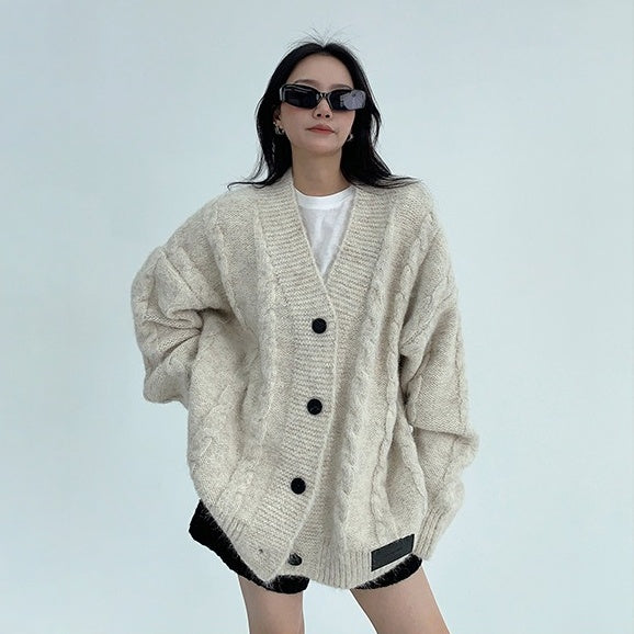 【アウター】春 秋 冬 厚手 Vネック ゆったり カーディガン ジャケット 【FCシリーズ】