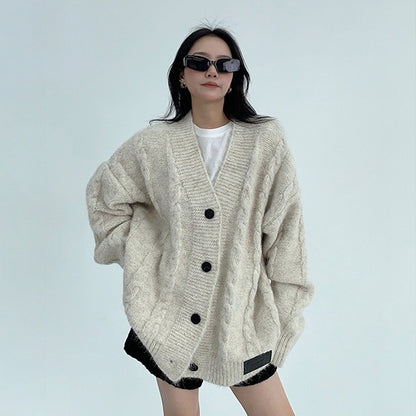 【アウター】春 秋 冬 厚手 Vネック ゆったり カーディガン ジャケット 【FCシリーズ】