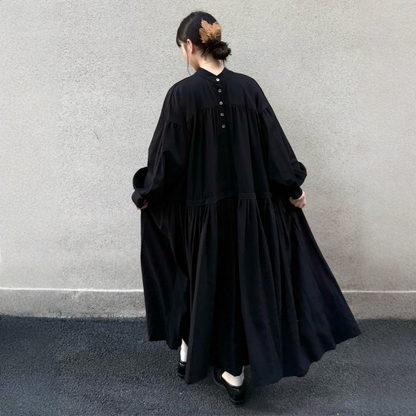 【ワンピース】春 秋 冬 リバーシブル プリーツ切り替え 大振裾 長袖 ワンピース 【JZシリーズ】【30~35日発送】