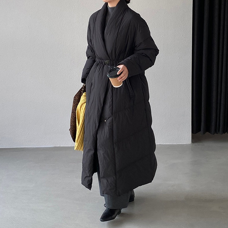 【アウター】防寒 ダウンコート ウエストマーク ロング丈 気質 レディース 冬【JZシリーズ】
