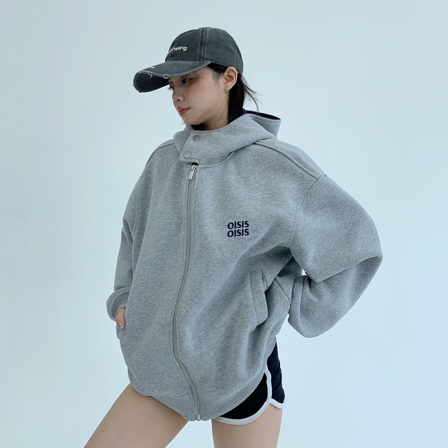 【アウター】ユニセックス フード付きジャケット 美式カジュアル ゆったりシルエット【FCシリーズ】【10～15日内発送】