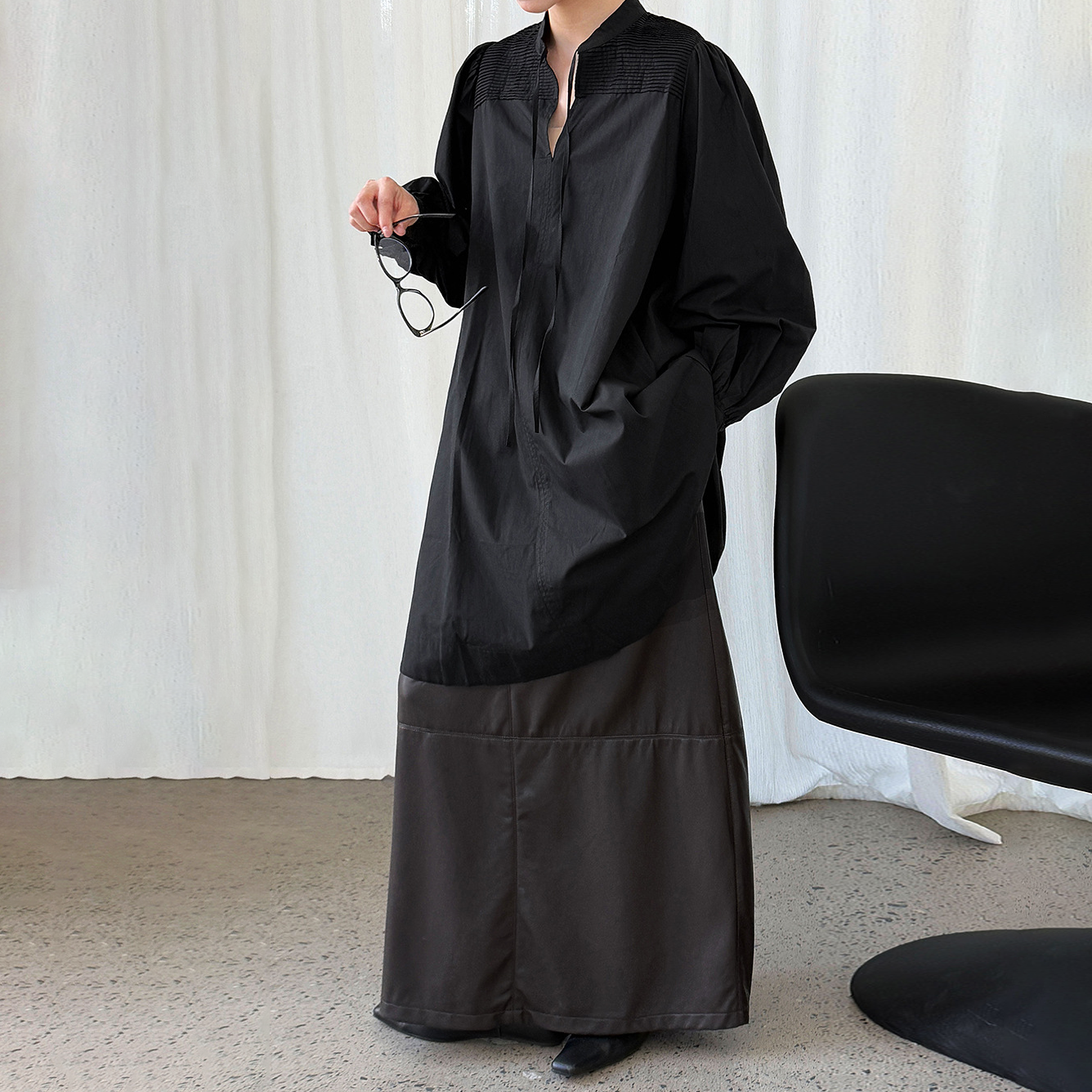 【ワンピース】韓国風 ゆったり感 リボン 長袖ワンピース レディース 初秋新作 バルーンスリーブ ミニ丈【JZシリーズ】