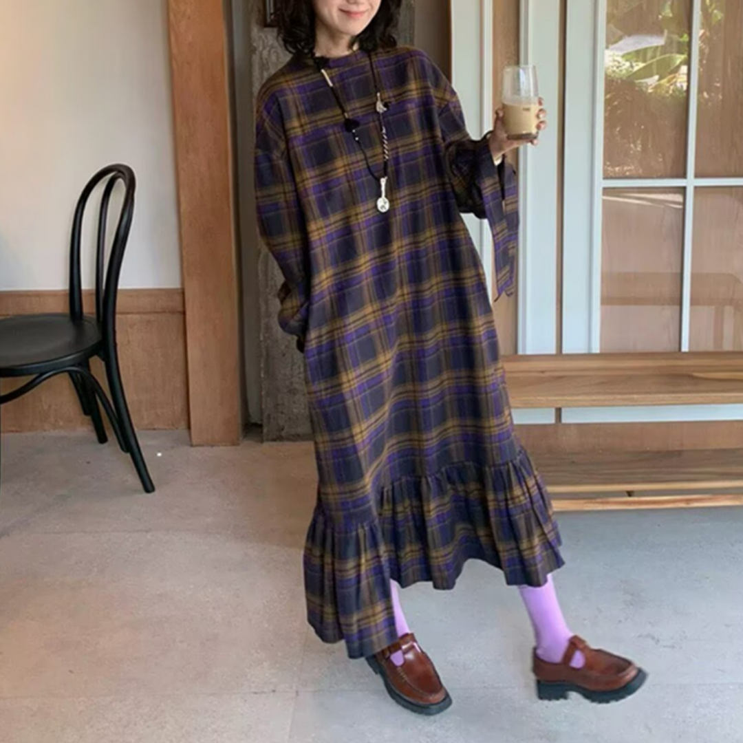 【ワンピース】フリル切替 春 秋 冬 袖口ワイドリボン ゆったりHラインワンピース 【JZシリーズ】