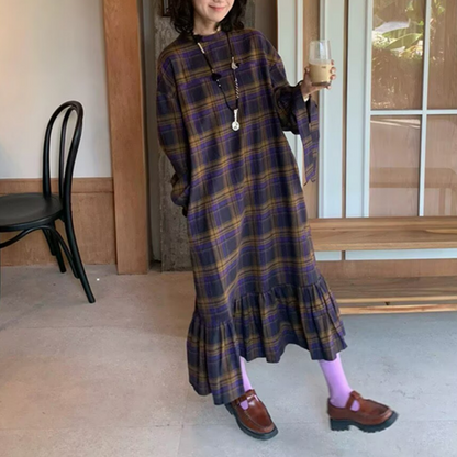 【ワンピース】フリル切替 春 秋 冬 袖口ワイドリボン ゆったりHラインワンピース 【JZシリーズ】