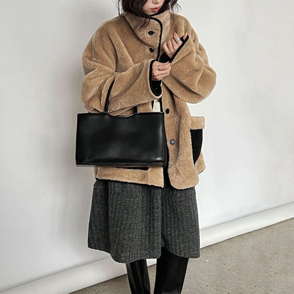 【アウター】レトロ感×バイカラー♡ボアジャケット 冬新作 レディース あったか【JZシリーズ】