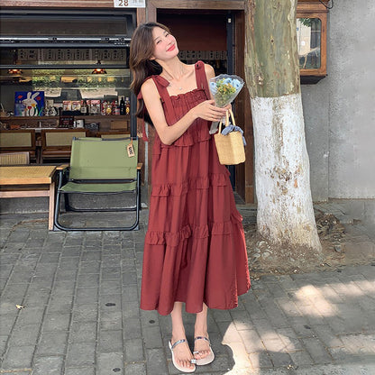 【ワンピース】フレンチレトロ 夏 気質おしゃれ ノースリーブキャミワンピース【JZシリーズ】