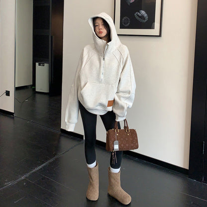 【トップス】カジュアル 刺繍 ショート丈 裏起毛 スウェット レディース トレンド パーカー【FCシリーズ】