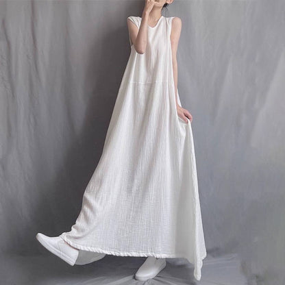 【ワンピース】ノースリーブワンピース  レディース クルーネック キャミワンピース アシンメトリーデザイン ロングワンピース【SHシリーズ】