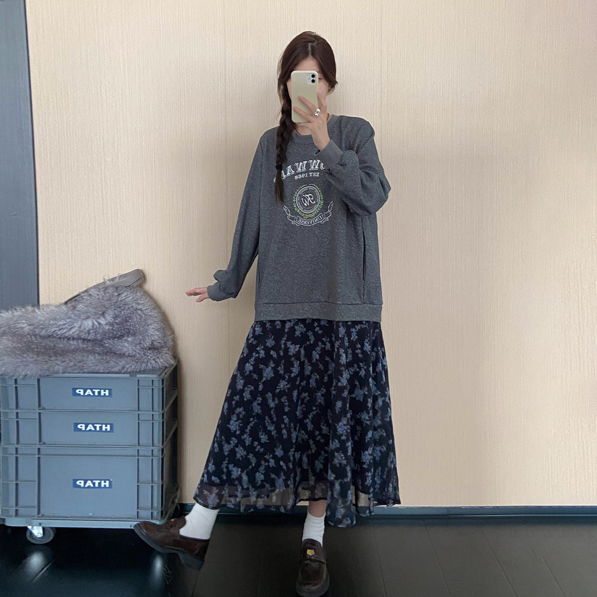 【ワンピース】フレンチ風フェイクレイヤードワンピース レディース 秋冬新作 大きいサイズ ゆったり 大人上品【JZシリーズ】