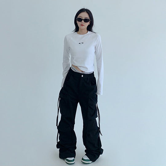 【ボトムス】トレンド感◎ ワークテイスト 多ポケットスウェットパンツ レディース 厚手デザイン【FCシリーズ】