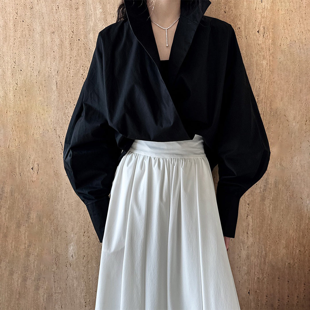 [上衣] 春秋款V領時尚蝙蝠袖襯衫[SN系列]