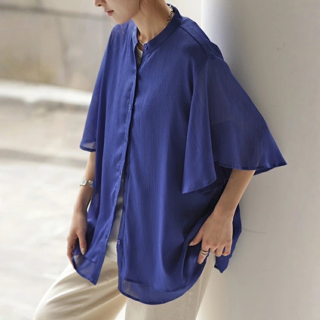 【トップス】ラウンドネック ゆったりオーバーサイズ 半袖 シャツ 【JZシリーズ】