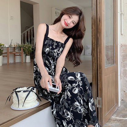 2点セット！【セットアップ】着回し力◎Tシャツ＋花柄ノースリーブワンピースセット 甘めナチュラル 初恋風コーデ【SHシリーズ】