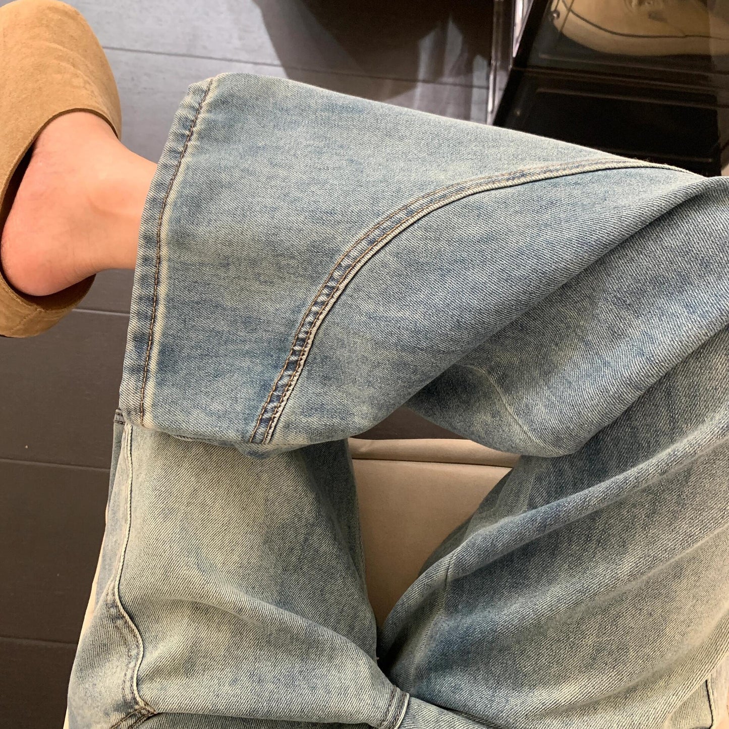 【ボトムス】韓国ファッション デニムカーゴパンツ レディース ハイウエスト ワイドパンツ 着回し ロング丈【FCシリーズ】