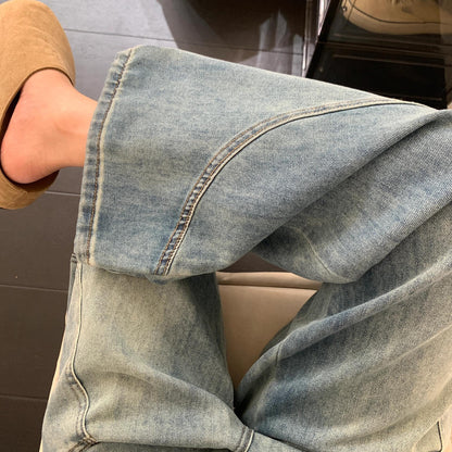【ボトムス】韓国ファッション デニムカーゴパンツ レディース ハイウエスト ワイドパンツ 着回し ロング丈【FCシリーズ】