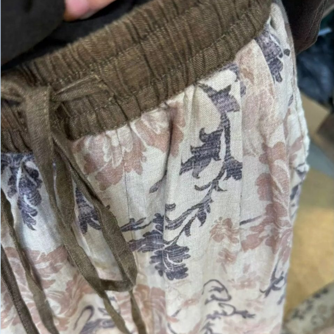 花卉印花鬆緊腰長褲｜百搭休閒闊腿褲【SH系列】