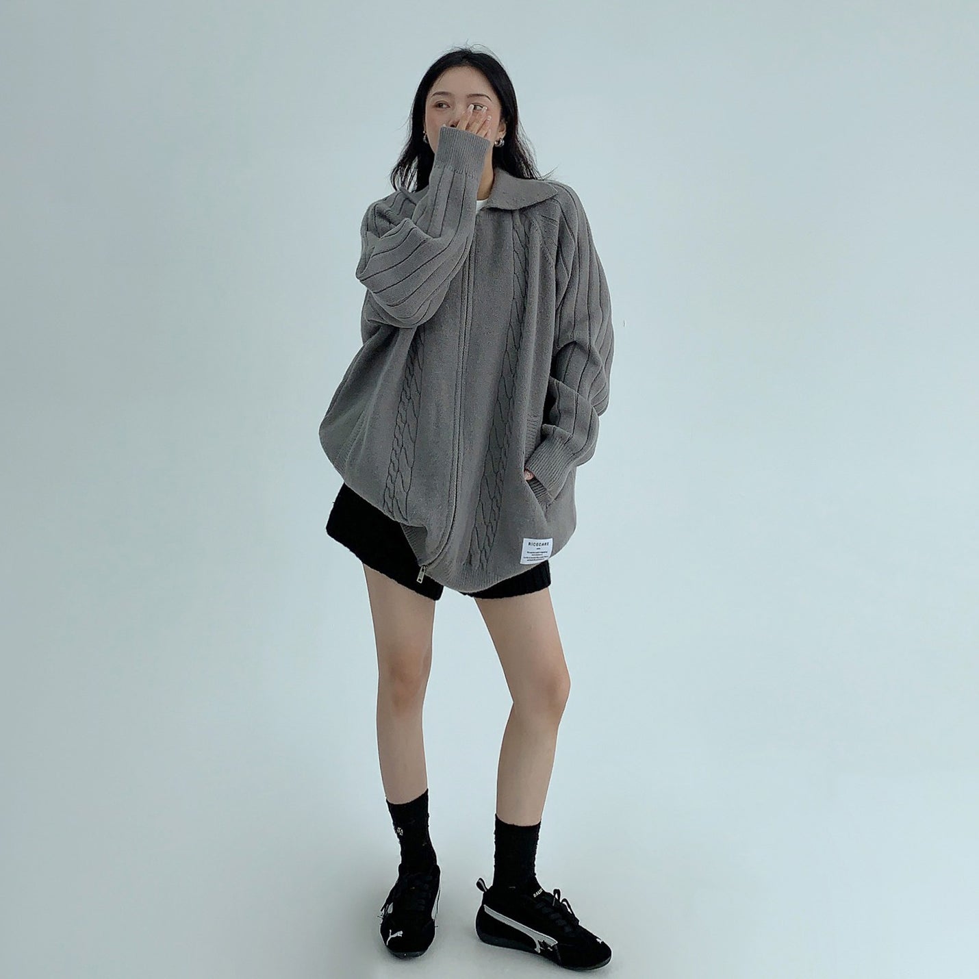 【トップス】ルーズフィット 厚手ニットカーディガン レディース 秋冬のマストアイテム【FCシリーズ】