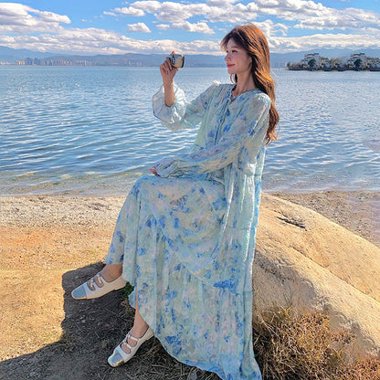 【ワンピース】フレンチロマンチック エレガンス リゾート風 日焼け防止 長袖ワンピース【SHシリーズ】