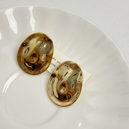 【🎁 B2G1｜先行スタート！】【グッズ】レディース 小众デザイン 高級感 不規則 大ぶり ゴールド＆シルバー ピアス