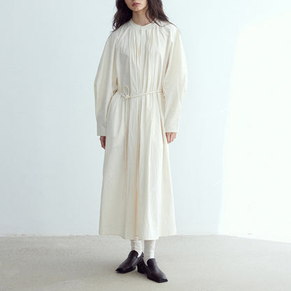 【24AW】【ワンピース】カジュアル ラウンドネック 無地 長袖ワンピース