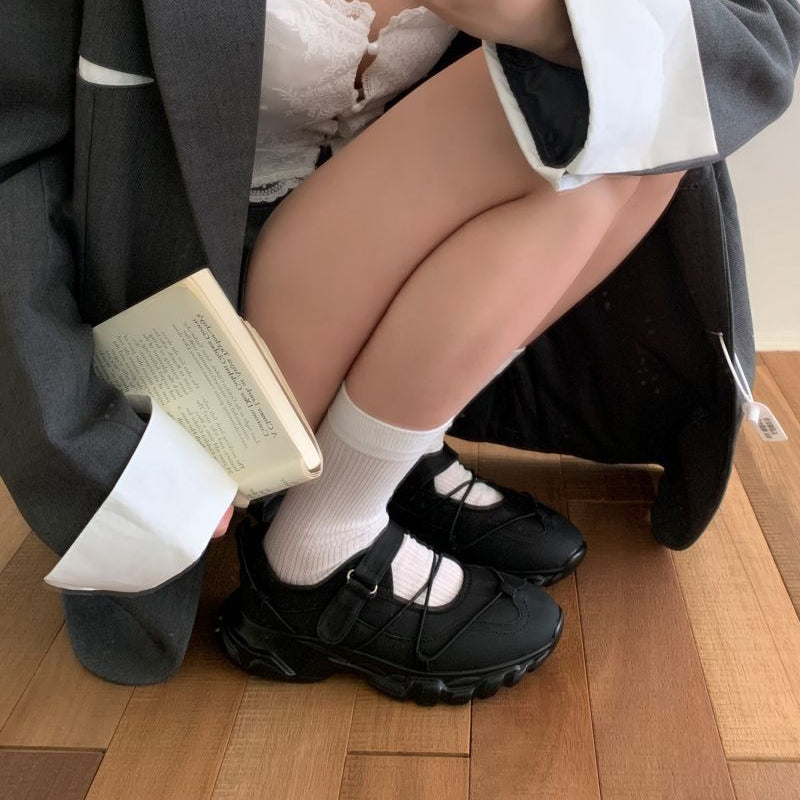 【シューズ】プラットフォームシューズ ラウンドトゥ 厚底 スポーツ パンプス/スニーカー