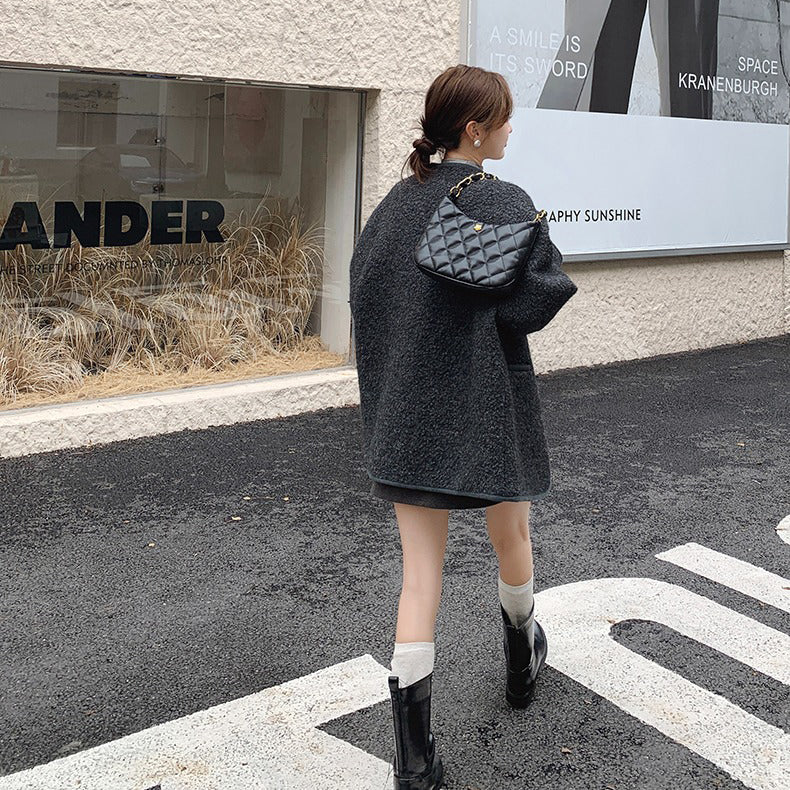 【アウター】🌟上品グレー×シンプル高級感！小柄もOK ブーツコーデにぴったり レディース 秋冬 韓国風 ゆったり厚手 コート【JZシリーズ】