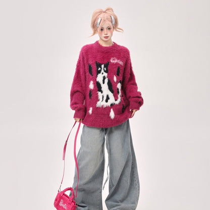 【トップス】ゆったり 小众 上品 クルーネック フェイクミンクニット レディース 秋冬 セーター【FCシリーズ】